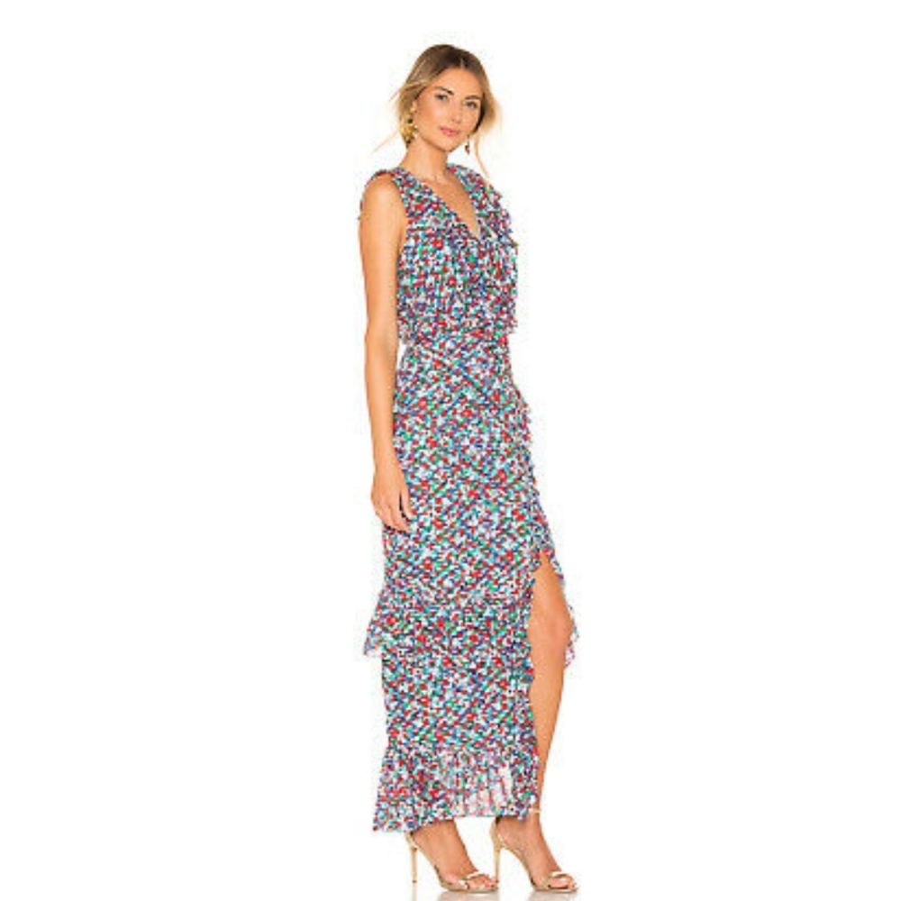 NWT Saloni Anita dress Blue Poppyfirlds, size US 8